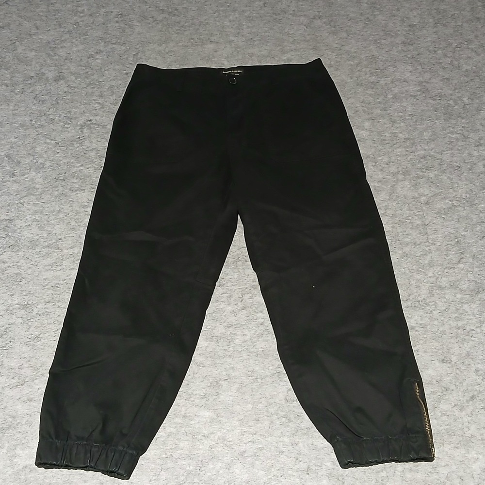 Banana‎ Republic Authentic Chino Black Cargo Jogger Pants Womens Sz 31 Zip Ankle